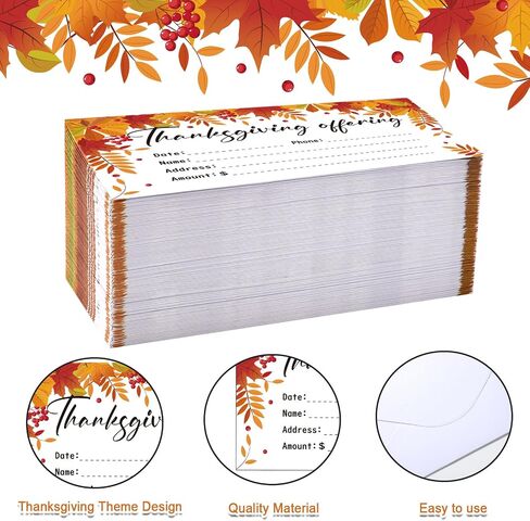 Qilery 300 Pcs Thanksgiving Church Offering Envelopes Church Supplies 6 x 3.15 Inches Tithes and Offering Envelopes for Church Autumn Leaves Business Mailing Envelopes for Church Donations Occasions in Saudi Arabia