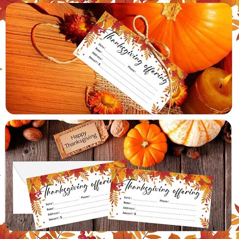 Qilery 300 Pcs Thanksgiving Church Offering Envelopes Church Supplies 6 x 3.15 Inches Tithes and Offering Envelopes for Church Autumn Leaves Business Mailing Envelopes for Church Donations Occasions in Saudi Arabia