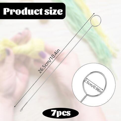 7Pcs 10.4" Loop Turner, Loop Turner Silicone Bead Threader Tool, Stainless Steel Drawstring Threader for Sewing Fabric Threading, DIY Knitting Accessories Sewing Loop Turner Tools in Saudi Arabia