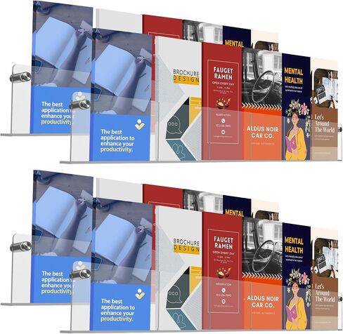 Gomos Acrylic Brochure Holder Wall Mount - Aesthetic Design, Optimized Shape, Pamphlet Holder Wall Mount - Perfect for Flyer Stand, Wall Brochure Holder - (Pack of 4) in Saudi Arabia