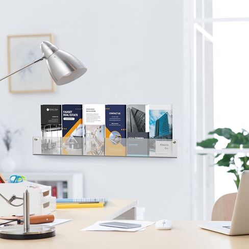 Gomos Acrylic Brochure Holder Wall Mount - Aesthetic Design, Optimized Shape, Pamphlet Holder Wall Mount - Perfect for Flyer Stand, Wall Brochure Holder - (Pack of 4) in Saudi Arabia