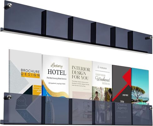 Gomos Acrylic Brochure Holder Wall Mount - Aesthetic Design, Optimized Shape, Pamphlet Holder Wall Mount - Perfect for Flyer Stand, Wall Brochure Holder - (Pack of 4) in Saudi Arabia