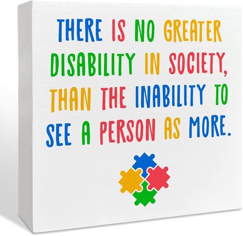 NKBINLILI Autism Awareness Teacher Thank You Sign, Wooden Box Decor 5x5 inches in Saudi Arabia