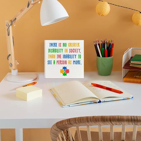NKBINLILI Autism Awareness Teacher Thank You Sign, Wooden Box Decor 5x5 inches in Saudi Arabia