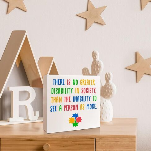 NKBINLILI Autism Awareness Teacher Thank You Sign, Wooden Box Decor 5x5 inches in Saudi Arabia