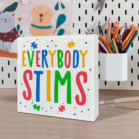 NKBINLILI Autism Awareness Teacher Thank You Sign, Wooden Box Decor 5x5 inches in Saudi Arabia