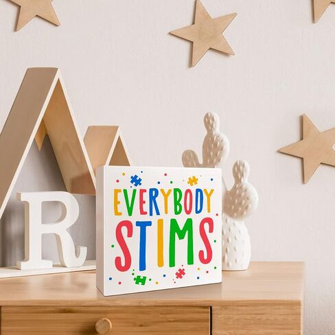 NKBINLILI Autism Awareness Teacher Thank You Sign, Wooden Box Decor 5x5 inches in Saudi Arabia