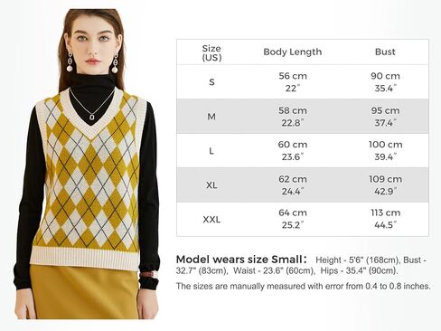 Women's 100% Merino Wool Sweater Vest 2024 Fall Winter Diamond Lattice V Neck Sleeveless Knit Sweater Vest in Saudi Arabia