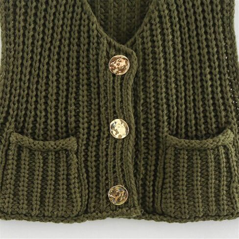 HOULENGS Women's Winter Chunky Sweater Vest 2024 Button Down Sleeveless Knit Top Fashion Cardigan Vest with Pockets in Saudi Arabia