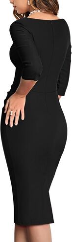 فستان نسائي من MUXXN Vintage950s برقبة سكوب متوسط ​​الطول 3/4 كم قلم رصاص Bodycon ملابس عمل للعمل كاجوال in Kuwait