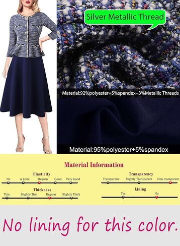 VFSHOW Womens 2024 Fall Work Business Dresses Buttons Peplum Office Slimming Crew Neck Patchwork A-Line Fit and Flare Dress in Saudi Arabia