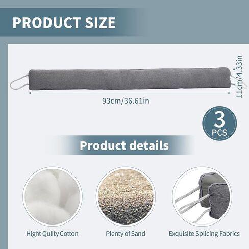 Qunclay 3 Pcs Weighted Under Door Draft Stopper 36 x 4 Inches Door Sound Blocker Sound Proof Draft Guard for Bottom of Doors Wind Noise Air Reducer(Gray) in Saudi Arabia