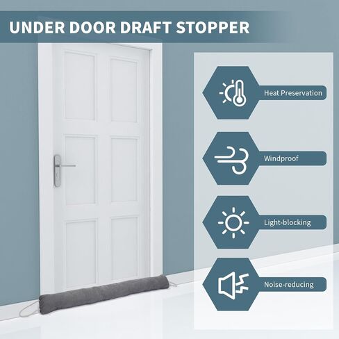 Qunclay 3 Pcs Weighted Under Door Draft Stopper 36 x 4 Inches Door Sound Blocker Sound Proof Draft Guard for Bottom of Doors Wind Noise Air Reducer(Gray) in Saudi Arabia