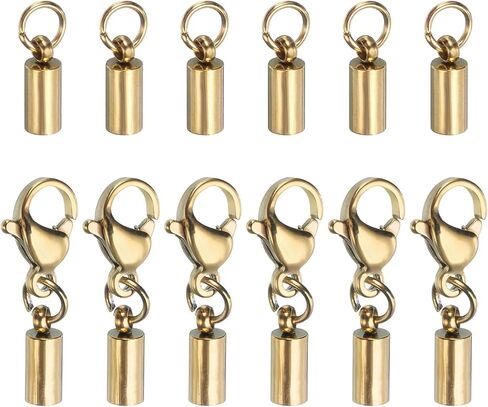 HARFINGTON 6pcs Cord End Cap 1.5mm ID Lobster Claw Clasp End Caps Stainless Steel for DIY Bracelets Necklaces, Silver Tone in Saudi Arabia