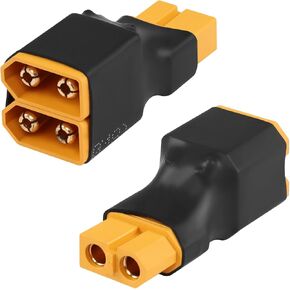 QIANRENON 1 in 2 XT60 Parallel Adapter ESC Splitter XT60 Male to 2 Female Y Shape Connector XT60 1 to 2 Lithium Battery ESC Plug, for Model Airplane RC Car Drone Quadcopter, 2 Pcs