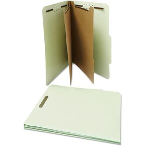Universal UNV10273 6-Section 2-Divider Pressboard Classification Folders - Letter, Gray/Green (10/Box)