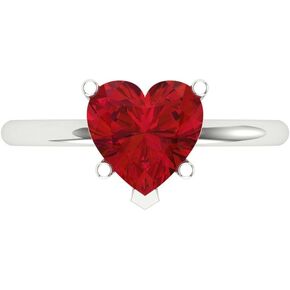 Clara Pucci 2.0 ct Heart Cut Solitaire VVS1 Red Ruby 5-Prong Wedding Bridal Designer Anniversary Engagement Ring 14k White Gold