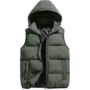 Gihuo Men's Hooded Puffer Vest Sleeveless Zip Up Padded Jackets Coat Lightweight Quilted Gilet with Pockets