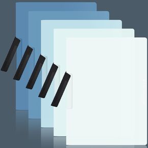 BAYTORY 5Pcs Plastic Folders with Swing Clip, Gradient Report Covers for A4 and Letter Size Paper, Report Folder Cover with Clip, Presentation Binder for School Business (Blue)