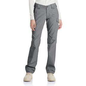 CQR Women's Flex Stretch Tactical Pants, Water Resistant Ripstop Work Pants, Outdoor Hiking Cargo Pants with Pockets, Flexy Cargo Pants Stone, 14 Long