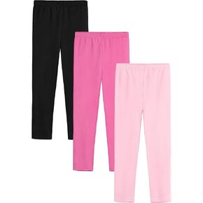 3 Pack Girls Leggings Thick Cotton Leggings for Girls Kids Full Length Girls Pants for Toddler Stretchy