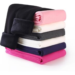 Girls Winter Leggings Thick Cotton Fleece Lined Girls Pants Warm Stretchy Thermal Tights Pants for 4-12Y