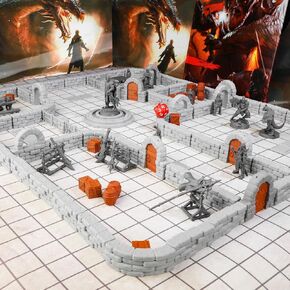 Dungeon Walls 40pcs 28mm Miniature RPG Modular System DND Terrain Building Accessories for Tabletop Role Playing Scenes, Gift of Christmas Halloween for DM
