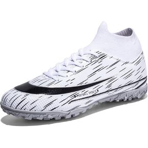 UYO Men's Soccer Cleats Football Shoes AG/FG High-Tops Lace-Up Non-Slip Spikes