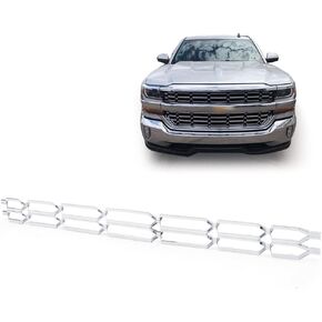 PIT66 2Pcs Chrome Bumper Grille Skin Guard Snap On Insert Compatible with Chevy 2016-2018 Silverado 1500