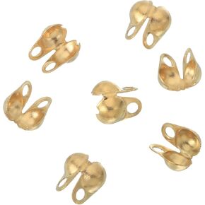 uxcell 30 Pcs 3.2mm Cord Ends Open, Clamshell End Caps, Bead Tips Knot Covers, Bead End Caps, Crimp Bead Calotte Ends Knot Covers for DIY Bracelet Necklace Jewelry Making, Gold