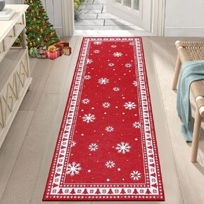 Washable Runner Rug,2x8 Non Slip Vintage Hallway Rug Runner with Rubber Backing,Stain Resistant & Low Pile Carpet Runner for Bedroom,Kitchen,Laundry,Entrance,Christmas Decor in Kuwait