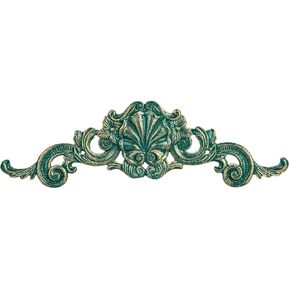 Sungmor Cast Iron Fleur De Lis Wall Decor, Vintage Green Metal Flower Scrolled Wall Pediments Decor, 15.5" Long Carved Appliques Onlays, Wall Door Cabinet Mantel Topper Corner Carving Decals