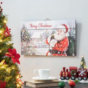 Glitzhome 12.75 بوصة ارتفاع ريفي خشبي عيد الميلاد رجل ثلج عائلة جدار ديكور ديكور دعها ثلج معلق خشب جدار الفن علامة لوحة ديكور عيد الميلاد ديكور المنزل لحفلة عيد الميلاد in Kuwait