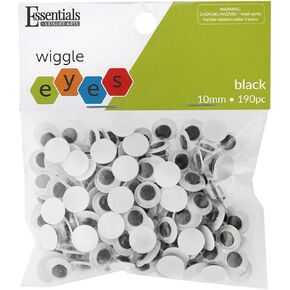 Essentials by Leisure Arts Eyes Paste On Moveable 10mm Black 190pc Googly Eyes, Google Eyes for Crafts, Big Googly Eyes for Crafts, Wiggle Eyes, Craft Eyes
