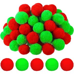 WILLBOND 80 Pcs Pom Pom Balls Craft Pom Poms Balls Fluffy Plush Balls Christmas Costume Hair Balls Christmas Decoration Felt Ball Garland Felt Balls Crafts for DIY (Bright Red, Emerald Green)