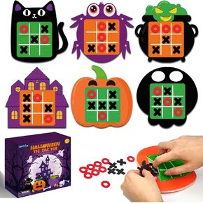 Halloween Tic Tac Toe Party Favors Games for Kids 6 Pack, Halloween Treats Non Candy Basket Goodie Bag Stuffer Fillers for Toddlers, Classroom Toys Gifts Prizes for Boys Girls