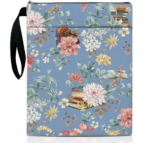 Floral Flowers Book Sleeve, Book Lovers Gifts Book Pouch Book Sleeve with Zipper and Front Pocket Reader Gifts Birthday Gifts for Adult Teen Teacher -17