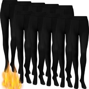 Suhine 10 Pairs Fleece Lined Tights Women Leggings Winter Thermal Fleece Lined Tights Fake Translucent Warm Tights for Women Girls, 5 Colors