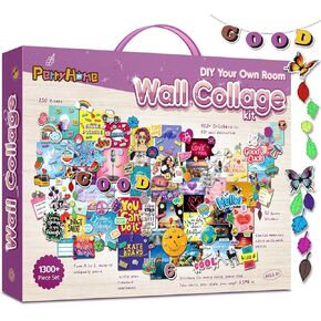 PERRYHOME 1300+pcs Wall Collage Kit for Teen Girls, Wall Decor for Bedroom Aesthetic Décor Teenage Arts Craft Stuff Set Room Decor for Teens Christmas Birthday Gifts for 8-12-15 Year Old Teenage Girls