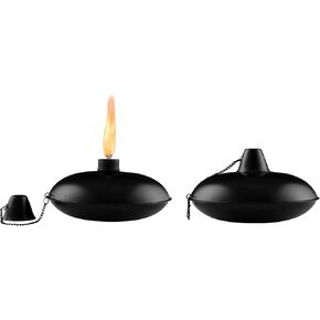 BIRDROCK HOME 2pk Maui Tabletop Torches – Easy Refill Citronella Fuel, Flickering Flame Metal Lantern for Outdoor Patio & Backyard Lighting – Elegant Urban Design, Black Finish, Ideal for Decks/Garden