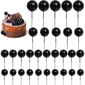 30 PCS Balls Cake Topper DIY Cake Insert Toppers Ball Cake Picks Cupcake Topper for Birthday Party Baby Shower Wedding Cake Decoration(Blue White Dark Blue)
