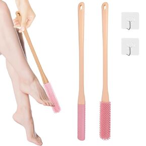 Toe Cleaning Brush，15.7" Foot Scrubber in Shower with Long Handle Shower Foot Scrubber Feet Cleaner Scrub Foot Care Foot Brush for exfoliating Dead Skin.Available for Men, Women, and The Elderly