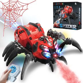 Remote Control Spider Toy, Robot Spider with 2.4 GHz Remote Controller, RC Spider Stunt Robot with Spray/Lights/Music, Realistic Spider Gift for Boys Girls, Halloween, Christmas, Toys for Party Prank