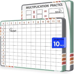 SCRIBBLEDO Multiplication Math 9"x12" Small White Board Dry Erase Sheets Math Manipulatives 3rd Grade Multiplication Times Table Chart Math Supplies Teacher Students Classroom Pack of 10 Sheets