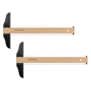 Alumicolor Wood/Acrylic Calibrated T-Square for Art, Framing & Drafting, Natural Wood Color, Pack of 2-24IN