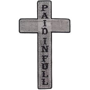 Christian Motorcycle Biker Back Patch Cross Paid in Full 10" x 5.25" for Biker Vest Embroidered Patches CP129