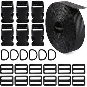 6 Yards of Thick Nylon Webbing, 6-Pack Heavy Plastic Buckles