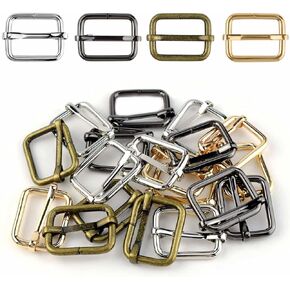 20 Pack Metal Roller Buckle Ring 1 Inch Buckles for Belt Bulk Bags DIY Accessories Hardware Pin Buckle Multi-Purpose Webbing Slider for Strap Belts Rectangle Adjuster Adjustable Slide Buckle