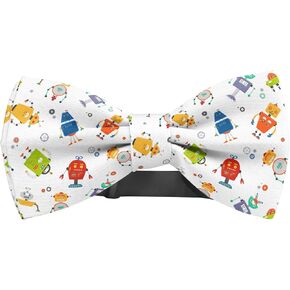 Adjustable Pre-tied bow tie for toddler Boys (Robots Children Robo Pattern) Elegant Cute Bowties for Dogs Cats Pets
