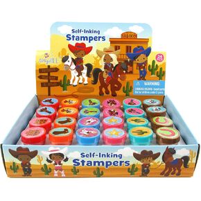 TINYMILLS 24 Pcs Western Black Cowboy Cowgirl Stampers for Kids Birthday Party Goody Bag Filler Pinata Filler